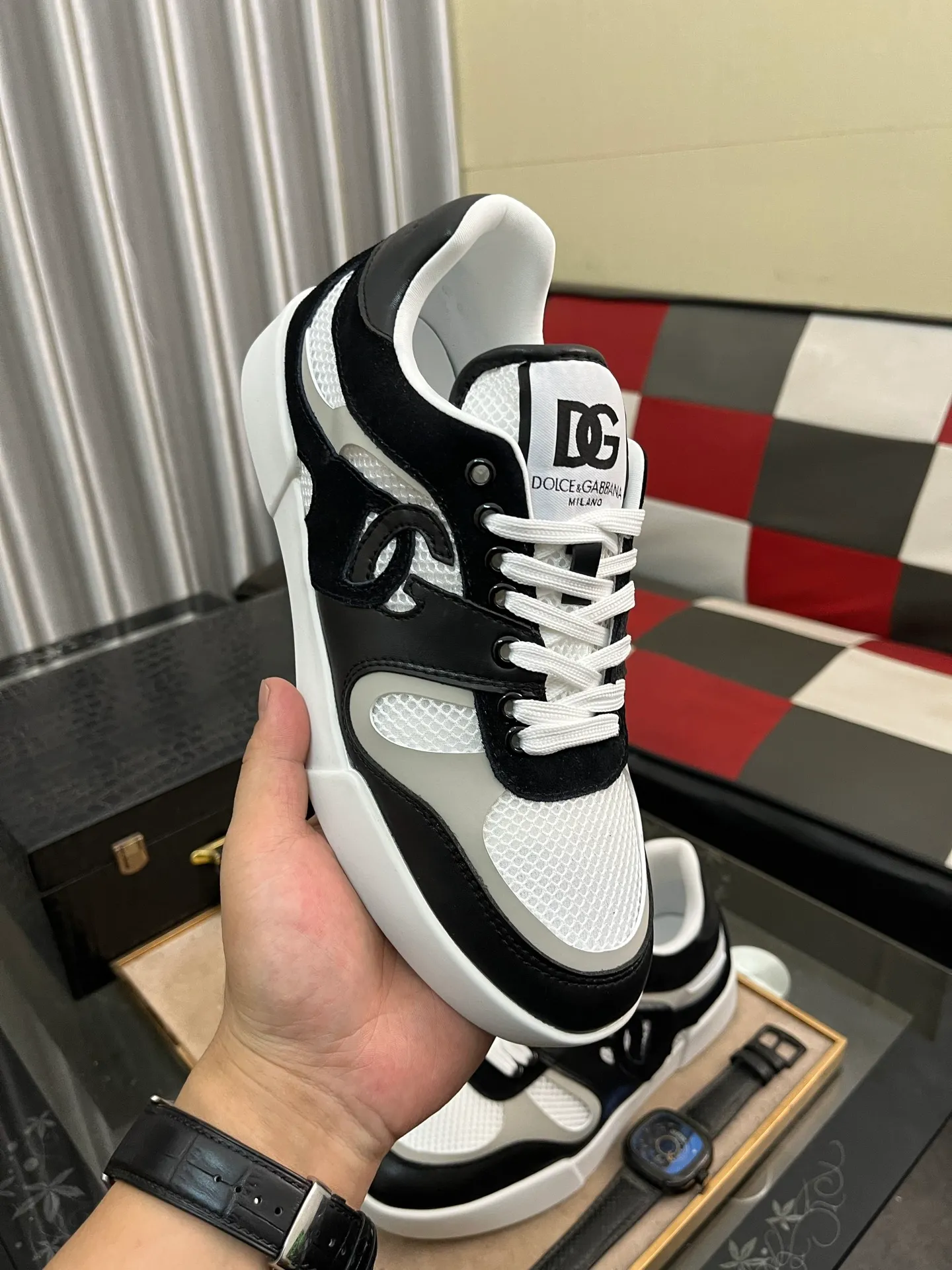 Men's shoes 💰440⌚️⌚️【DG～】Men's casual shoes are on sale at the same time 🔶🔷🔜The upper is made of cowhide stitching fabric ➕Mesh lining, comfortable and breathable, sole: original comfortable and wear-resistant outsole, ⚠️The real thing📱Photographed🎬The real thing is better📢📢📢Number: 35-46